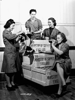 WWII posed photo 4 women taking a work break
