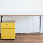 bring yellow mobile file cabinet under table