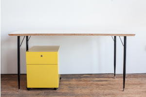 bring yellow mobile file cabinet under table