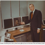 Walter Cronkite demonstrates the computer of the future circa 1967.