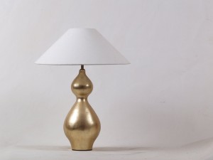 gourd shaped gold based table lamp