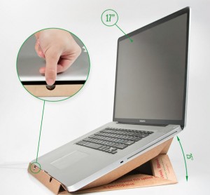 laptop stand made of pizza box