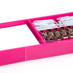 Bright pink plastic drawer organizer