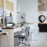 home office design, tendy retro chair is too short for the desk.